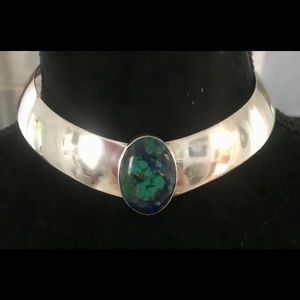 1985 Carol Felley Azurite Sterling Silver Choker